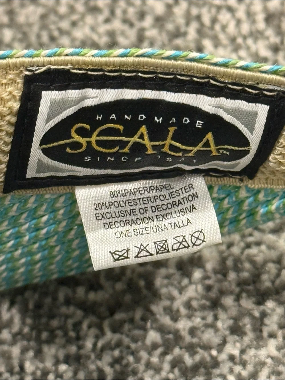 Scala Raffia Braided Visor in Sea Foam